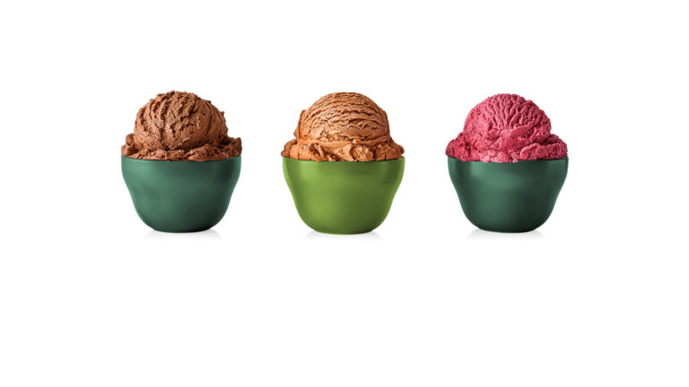 ice cream in green bowls